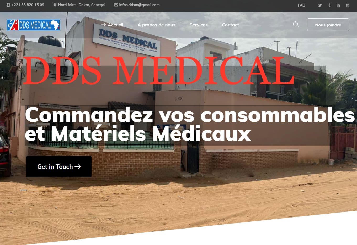 Aperçu du site DDS Medical — Santé · Distribution médicale