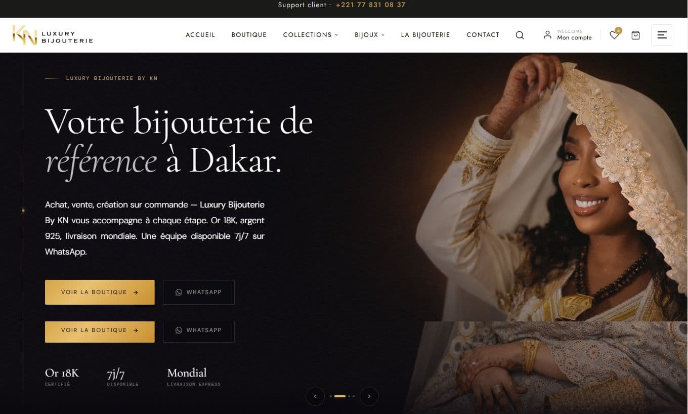 Aperçu du site Luxury Bijouterie by KN — E-commerce · Bijouterie